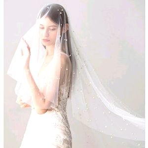 Pearl Accented Two Tier Ivory Wedding Veil